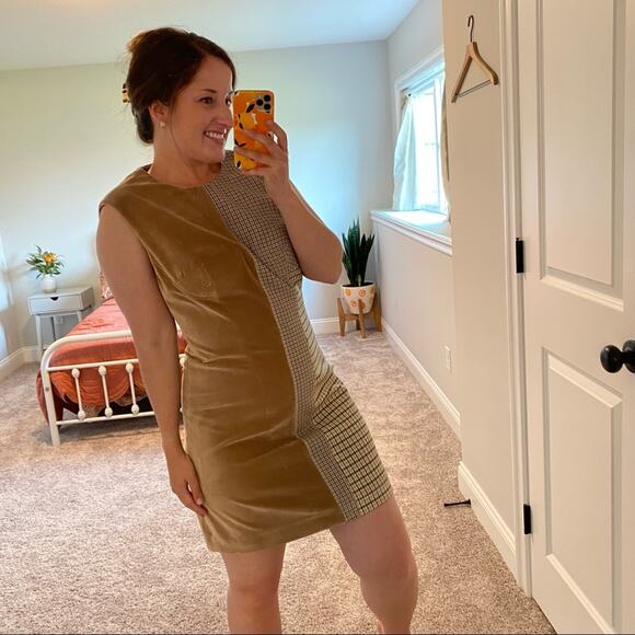 Stella McCartney Brown Plaid Velvet Bustier Mini Dress 42 Small - Picture 5 of 16